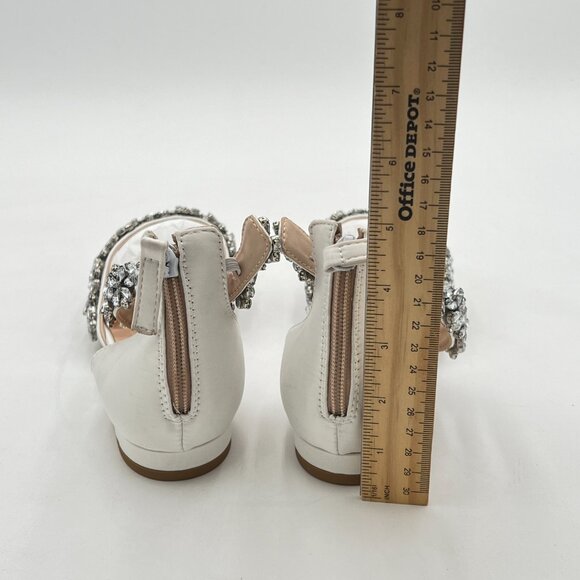 XYD White Pointed Toe D'Orsay Wedding Sparkly Rhinestones Ankle Strap Sandals - Picture 5 of 7